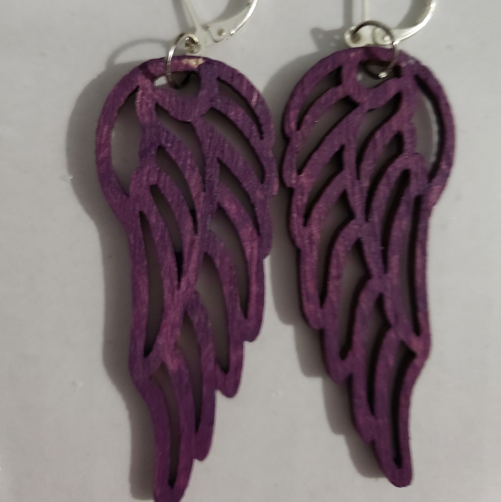 Purple wings earrings